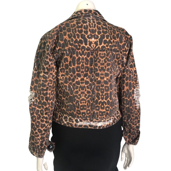 One Teaspoon Surrender Leopard Print Jean Jacket - Picture 3 of 11